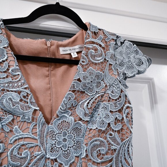 Dress the Population Small Blue Lace Juliette Lace Crochet Romper - Picture 5 of 8